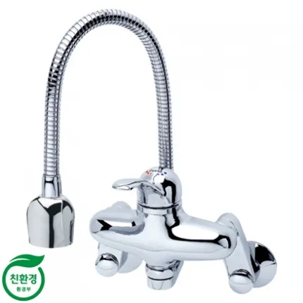 Vòi rửa bát ngổng mềm Hàn Quốc nóng lạnh cắm tường Samwon PSS-150