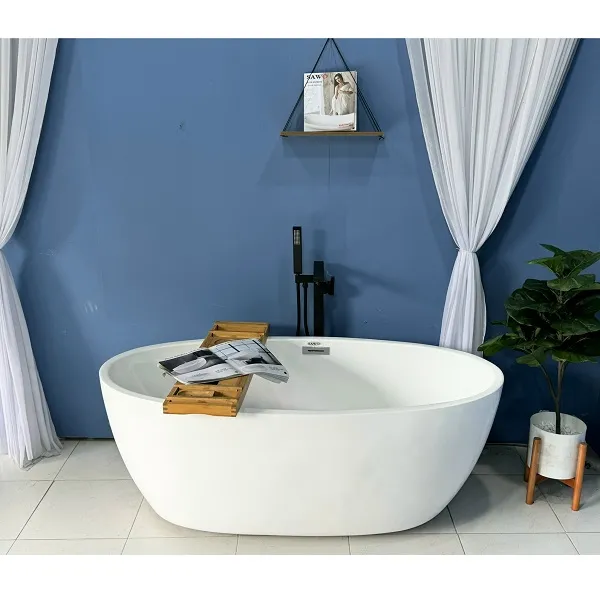 Bồn tắm ngâm đặt sàn hình oval cạnh cong SAWO SW5715-CC