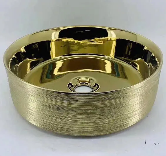 Chậu lavabo bằng sứ màu vàng CG2001