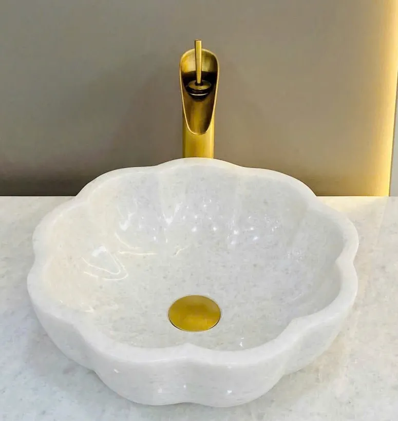 Chậu lavabo bông hoa đá tự nhiên TN4012