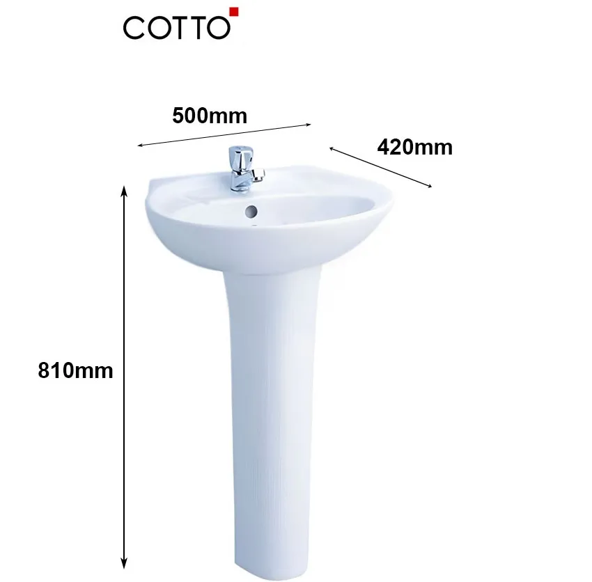 Chậu lavabo treo tường COTTO C013 chân dài C404