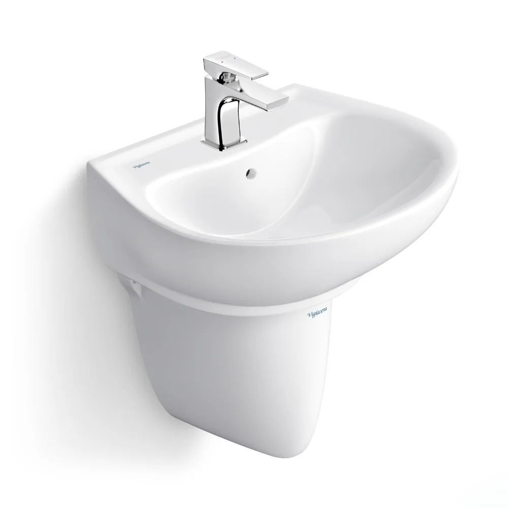 Chậu lavabo treo tường chân lửng Viglacera V39