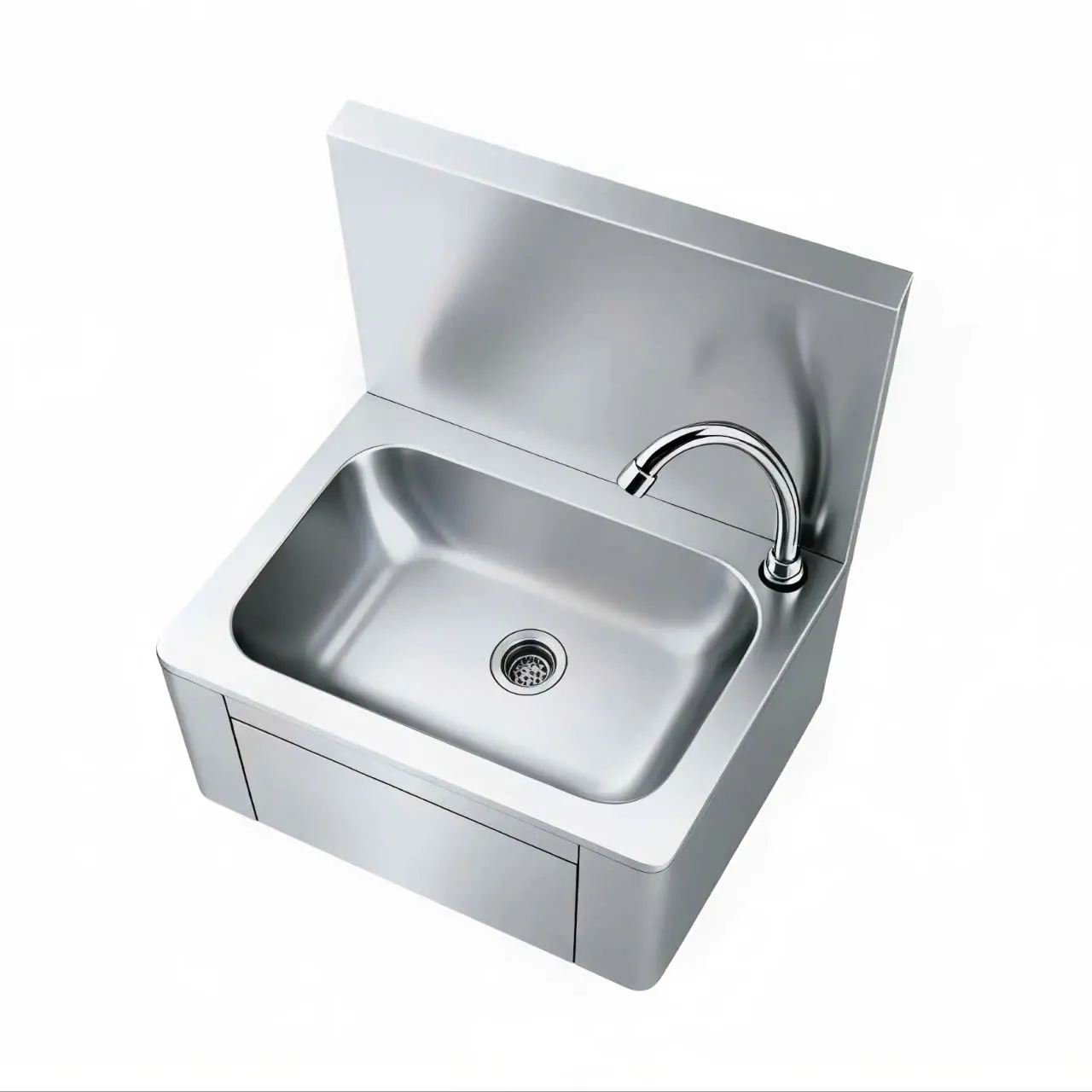 Chậu lavabo treo tường Inox 304 kèm vòi thúc chân CIB02