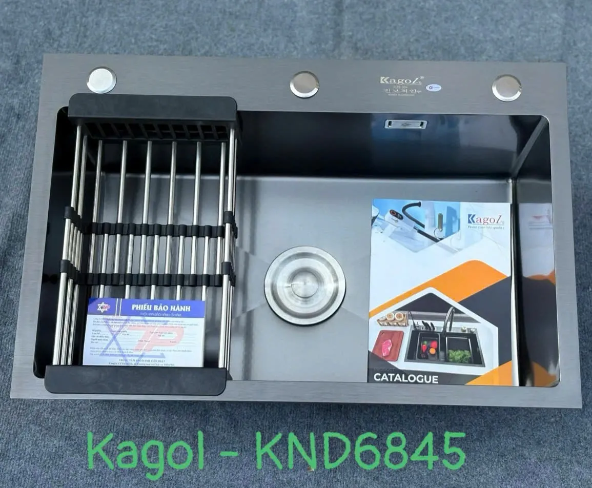 Chậu rửa bát 1 hố màu đen KAGOL KND6845 