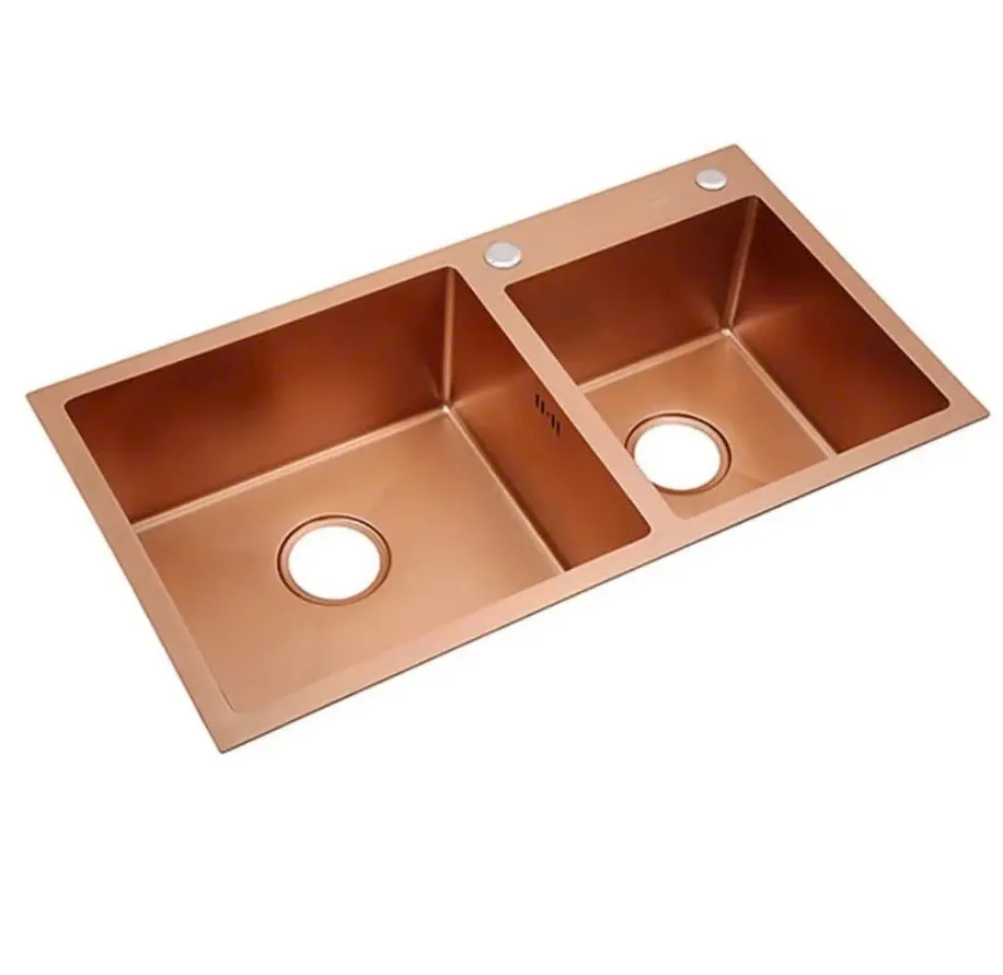 Chậu rửa bát 2 hố màu vàng hồng BT8245RG