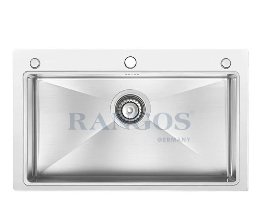 CHẬU RỬA BÁT HANDMADE 1 HỐ LỚN CÓ GIẬT CẤP RGS-7848-GC