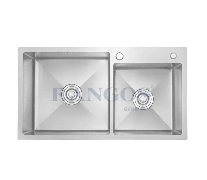 CHẬU RỬA BÁT HANDMADE 2 HỐ LỆCH RGS-8245L