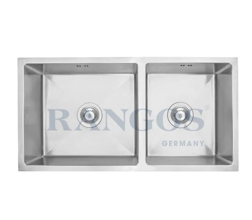 CHẬU RỬA BÁT HANDMADE 2 HỐ LỆCH VÒI LẮP BÀN ĐÁ RGS-8245A