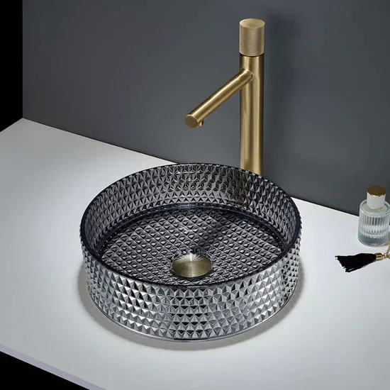 Chậu rửa lavabo pha lê màu ghi HANJIN HJ-40CR