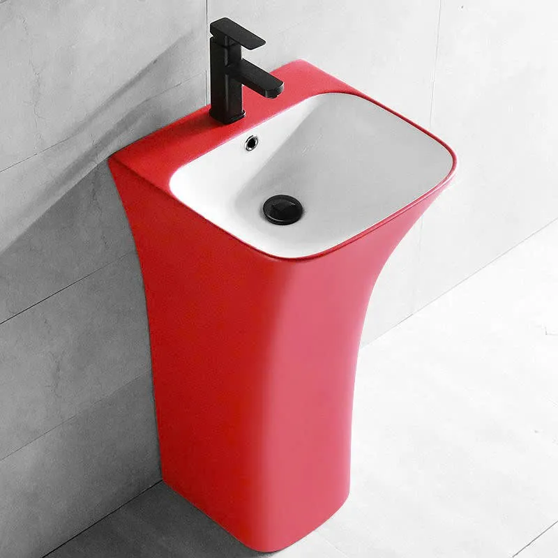 Chậu rửa mặt màu cam nghệ thuật chân đứng BTNT01S