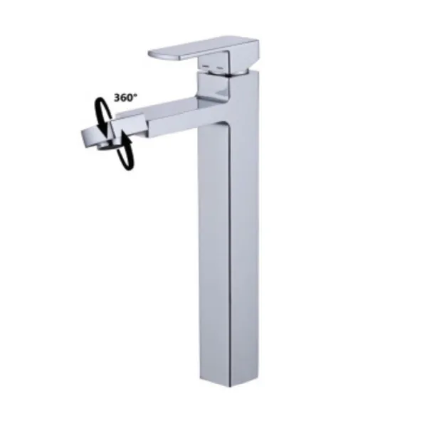 Vòi chậu lavabo nóng lạnh 1 lỗ Hàn Quốc đầu xoay Ecofa E-7001LA ( Cao 30cm)
