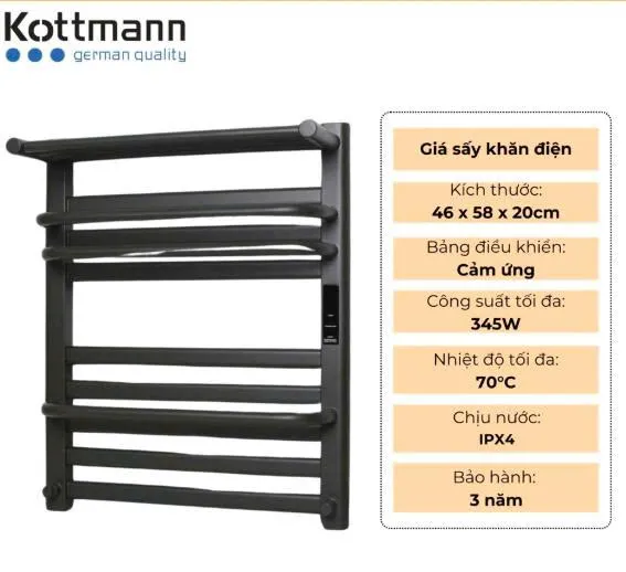 Giá Sấy Khăn màu đen Kottmann – K4