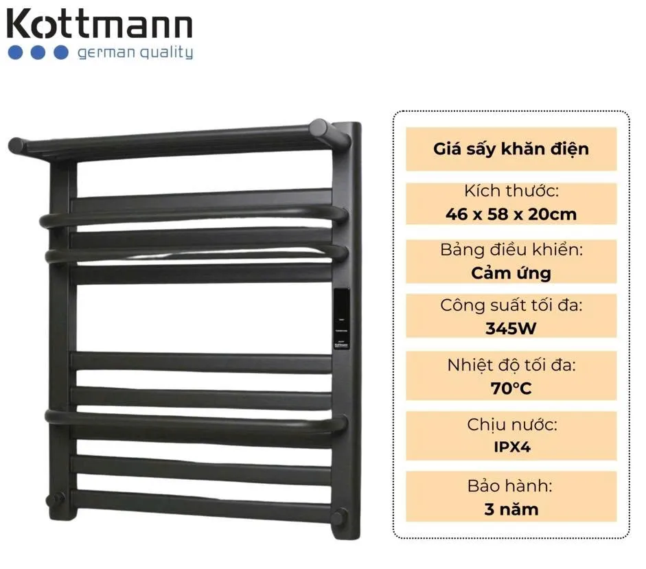 Giá Sấy Khăn màu đen Kottmann – K5