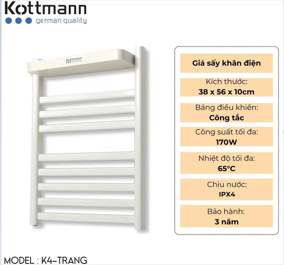 Giá Sấy Khăn màu trắng Kottmann – K4