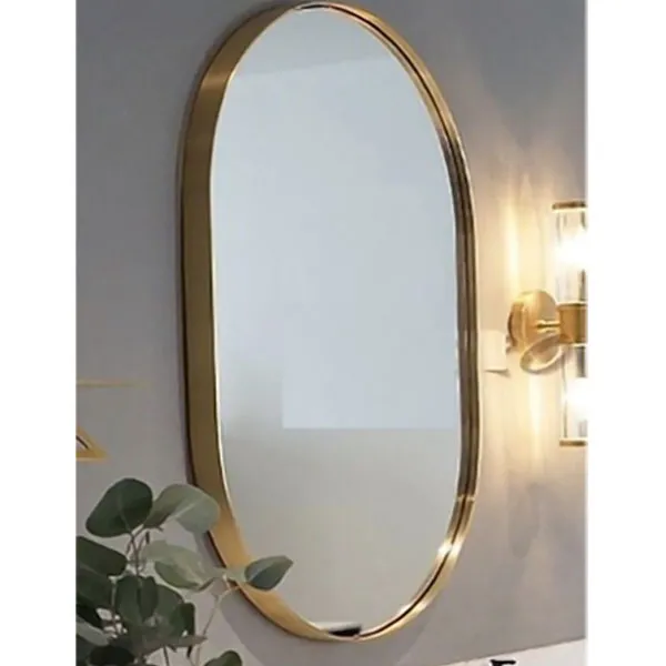 Gương phòng tắm HANJIN HJG-006 viền inox màu vàng