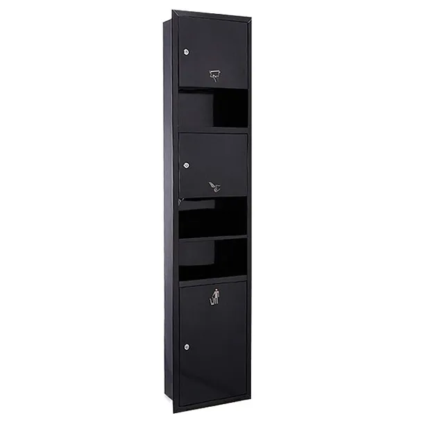 Hộp giấy , máy sấy tay , thùng rác âm tường Inox 304 màu đen KNA01B