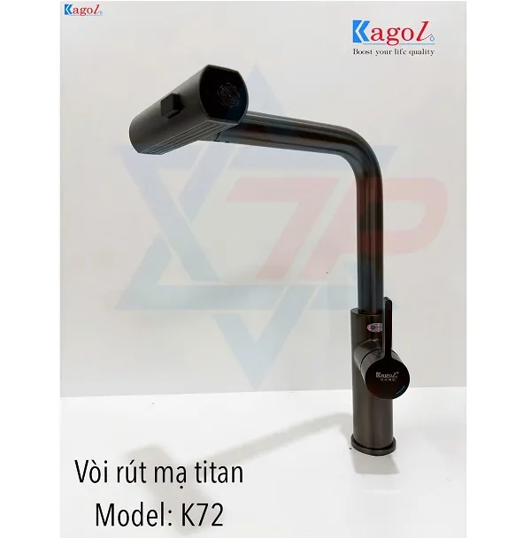 Vòi rửa bát nóng lạnh nano màu xám ghi Kagol K72