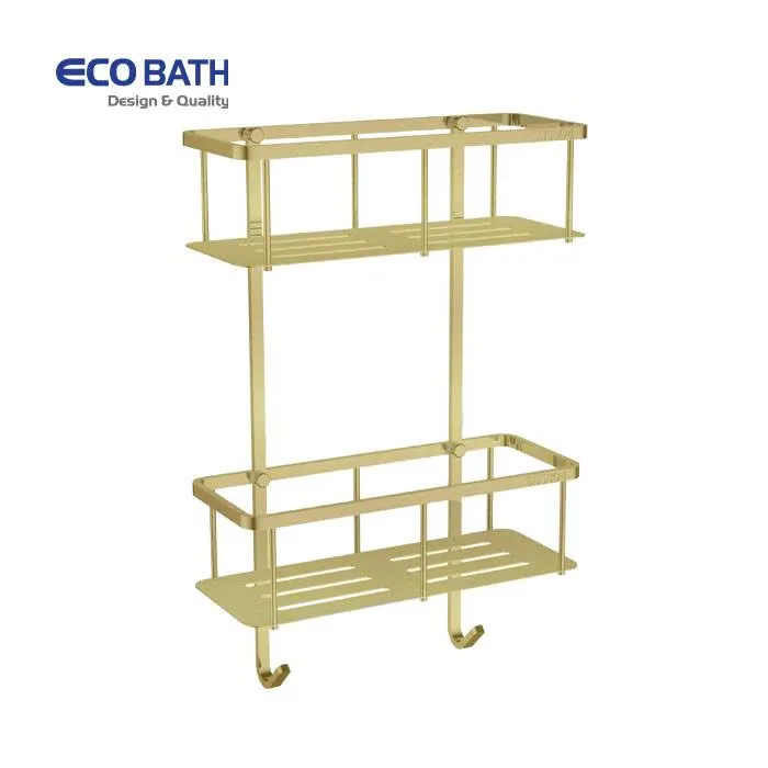 Kệ thẳng 2 tầng màu vàng mờ EcoBath EC4068-2BG