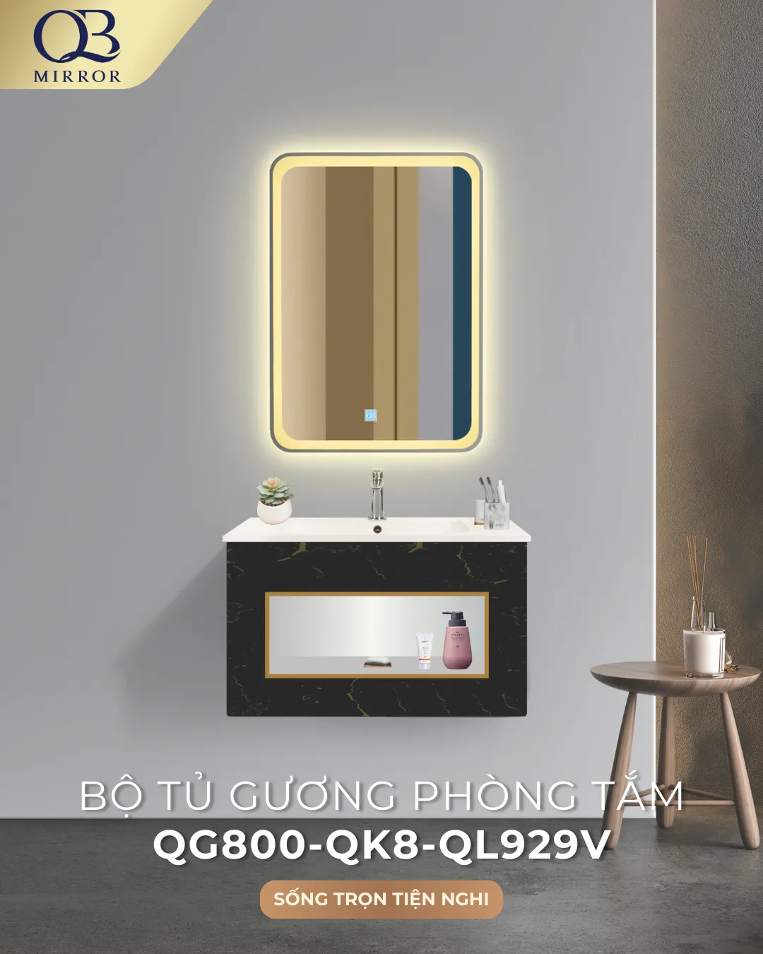 Bộ tủ gương phòng tắm cao cấp QG800-QK8-QL929V