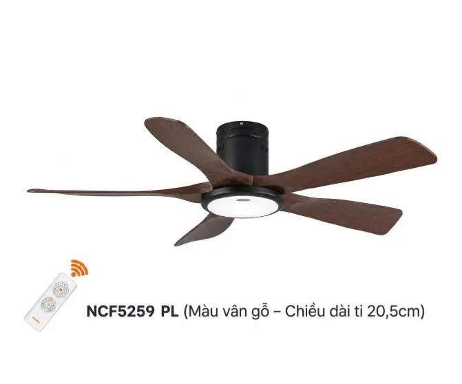 Quạt trần 5 cánh Nanoco NCF5259-PL vân gỗ 