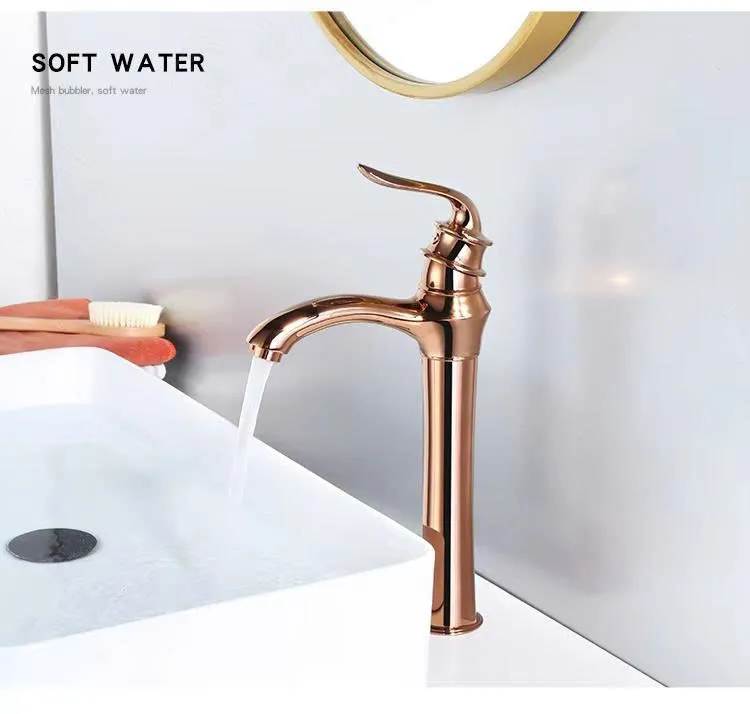 Vòi rửa mặt màu vàng hồng BT111-2