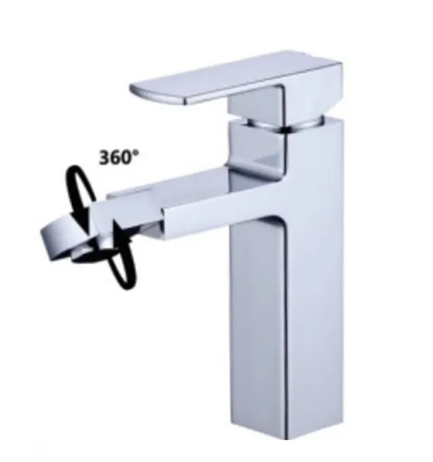 Vòi chậu lavabo nóng lạnh 1 lỗ Hàn Quốc đầu xoay Ecofa E-7001A
